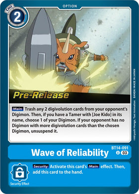 Wave of Reliability [BT14-091] [Blast Ace Pre-Release Cards] Foil