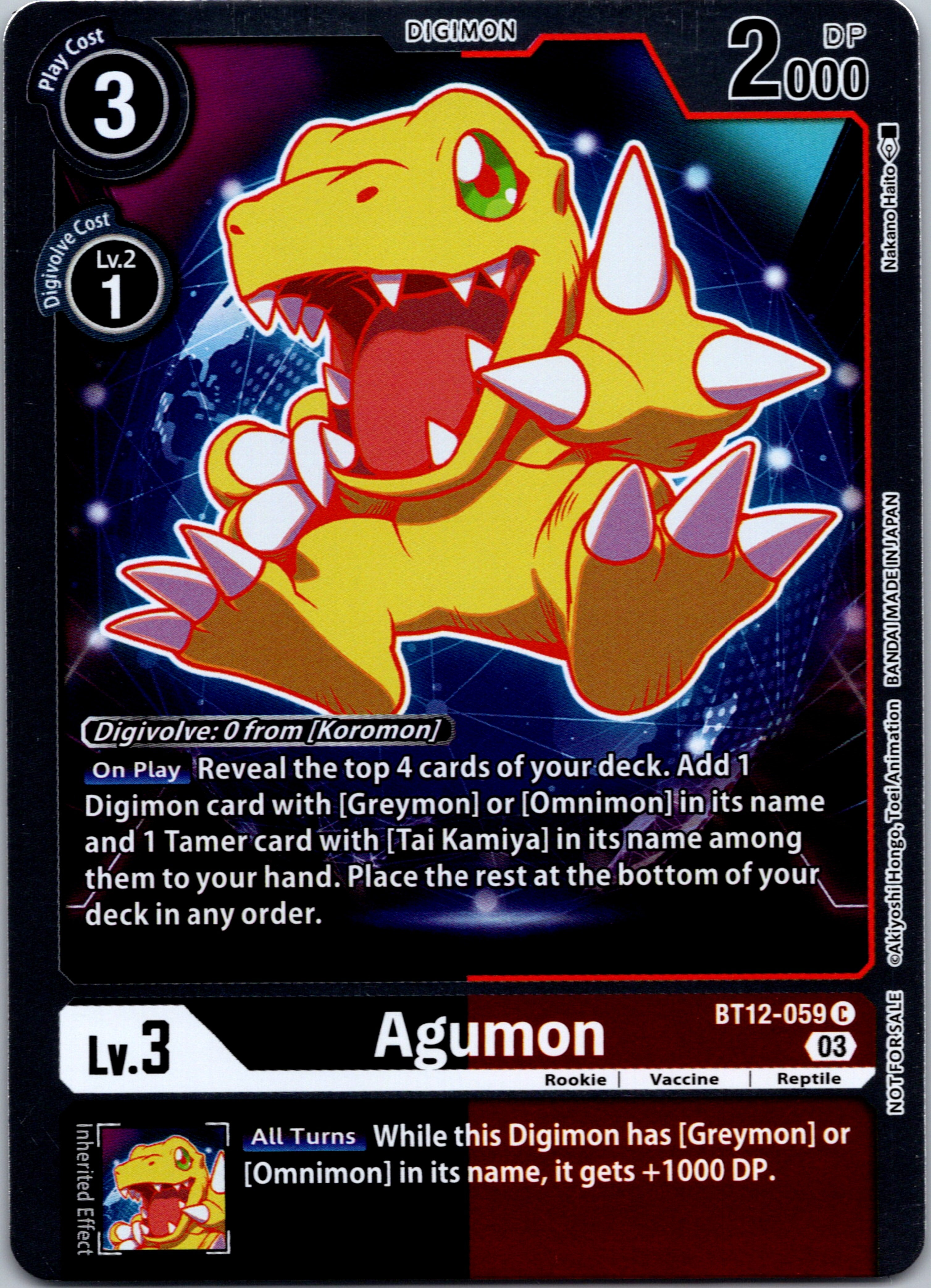 Agumon - BT12-059 (Official Tournament Pack Vol.11) [BT12-059] [Across Time] Foil