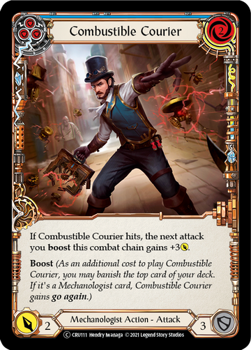 Combustible Courier (Blue) (Rainbow Foil) [CRU111-RF] Unlimited Rainbow Foil - Duel Kingdom