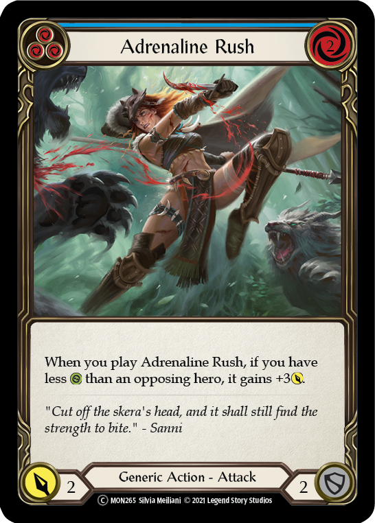 Adrenaline Rush (Blue) (Rainbow Foil) [U-MON265-RF] Unlimited Rainbow Foil - Duel Kingdom