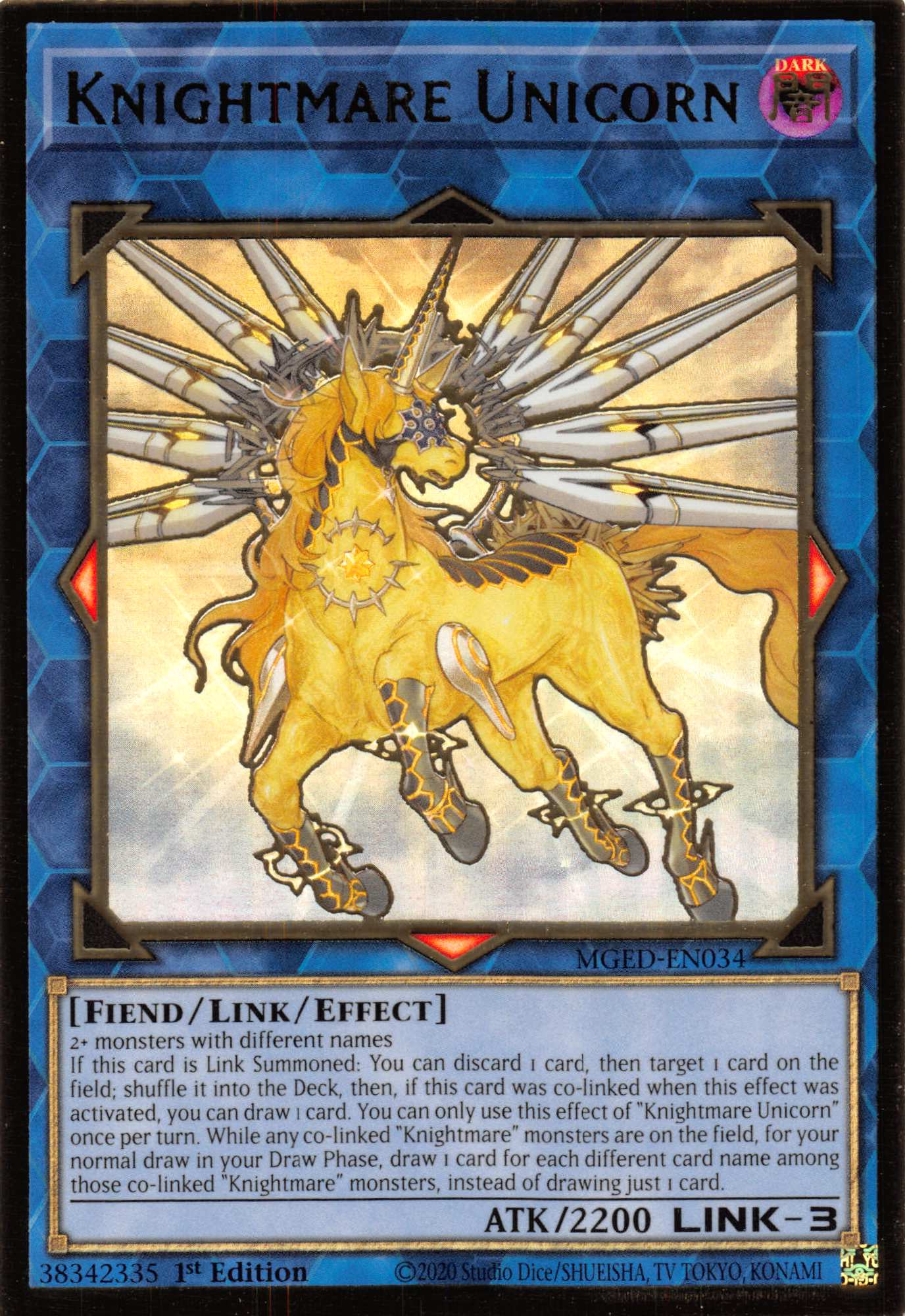 Knightmare Unicorn [MGED-EN034] Gold Rare - Duel Kingdom