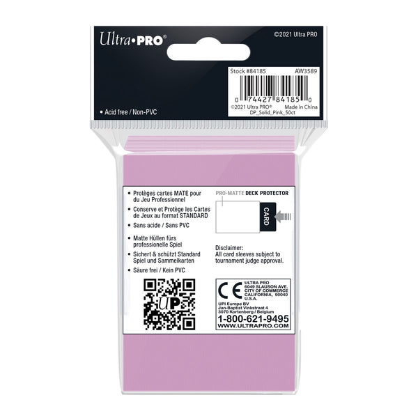 50ct Pro-Matte Pink Standard Deck Protectors