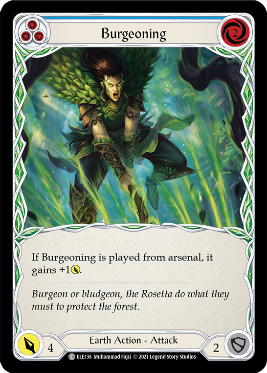Burgeoning (Blue) [ELE136] 1st Edition Rainbow Foil - Duel Kingdom