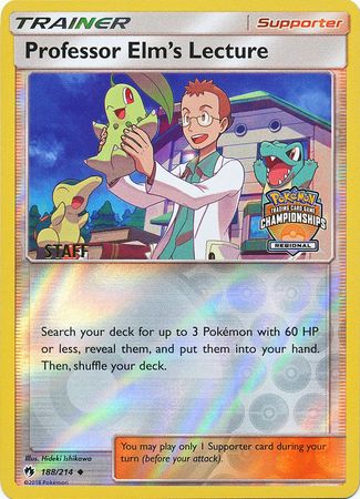 Professor Elm's Lecture (188/214) (Regional Championship Promo Staff) [Sun & Moon: Lost Thunder] - Duel Kingdom