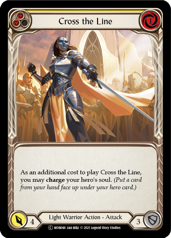 Cross the Line (Yellow) (Rainbow Foil) [U-MON046-RF] Unlimited Rainbow Foil - Duel Kingdom