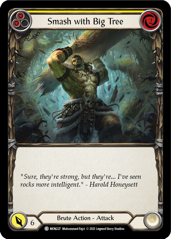 Smash with Big Tree (Yellow) (Rainbow Foil) [MON227-RF] 1st Edition Rainbow Foil - Duel Kingdom