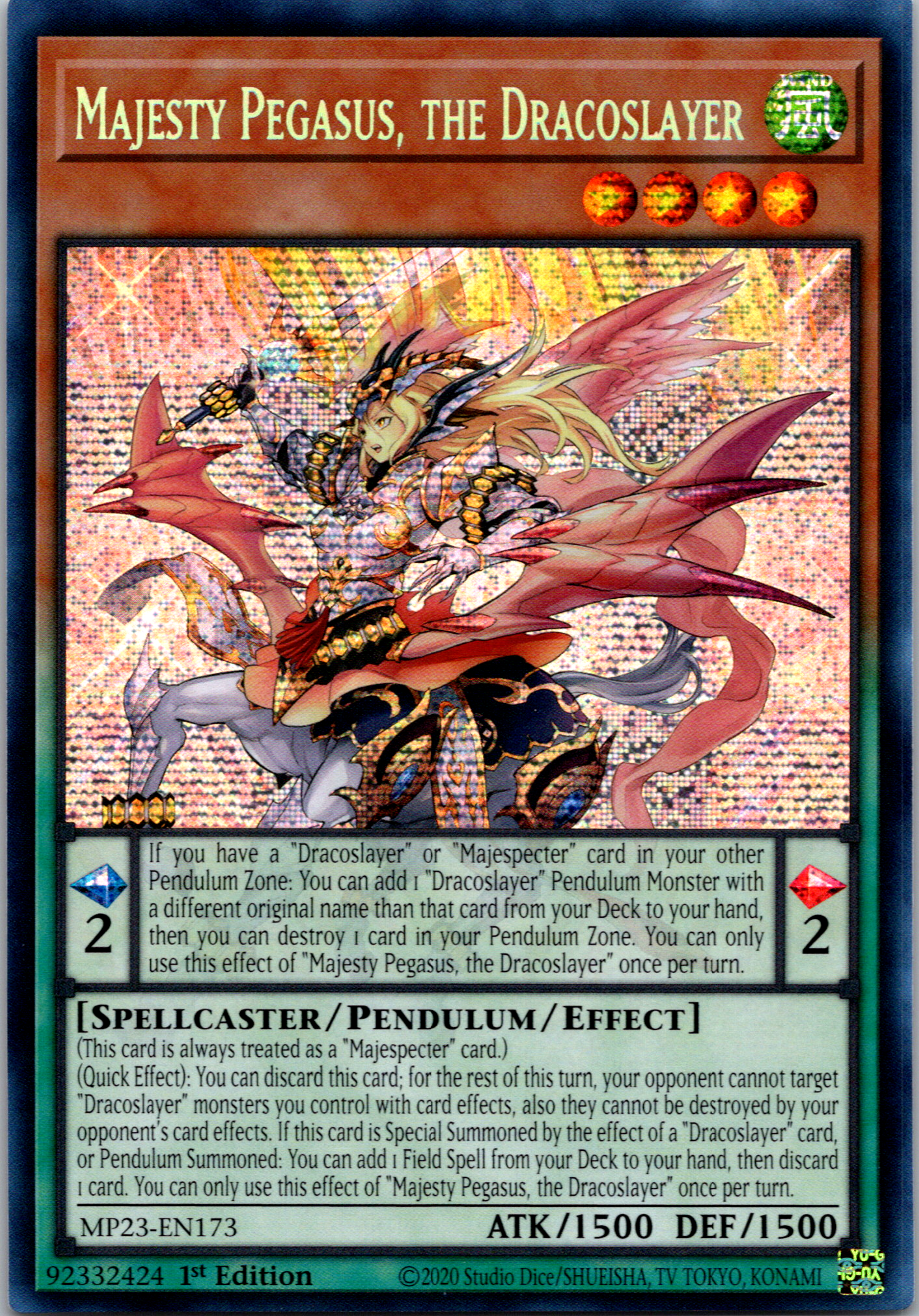 Majesty Pegasus, the Dracoslayer [MP23-EN173] Prismatic Secret Rare