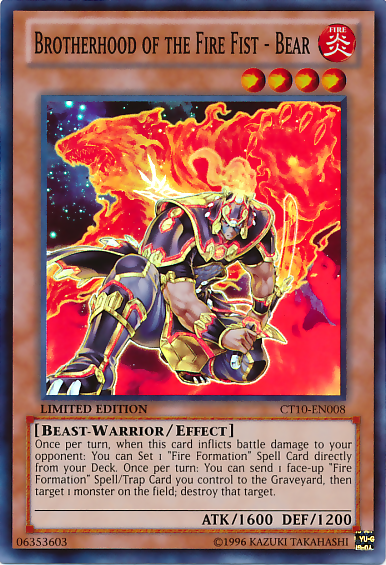 Brotherhood of the Fire Fist - Bear [CT10-EN008] Super Rare - Duel Kingdom