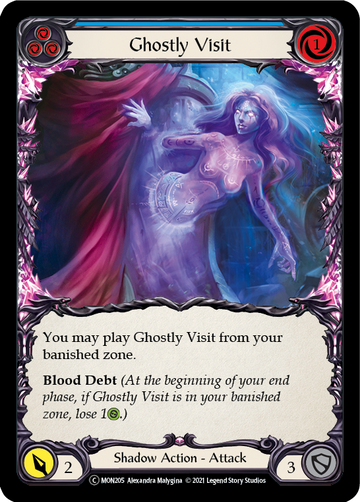 Ghostly Visit (Blue) (Rainbow Foil) [U-MON205-RF] Unlimited Rainbow Foil - Duel Kingdom