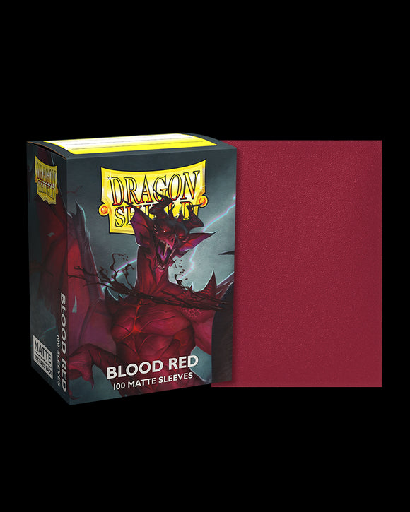 100ct Blood Red Dragon Shield Matte Sleeves