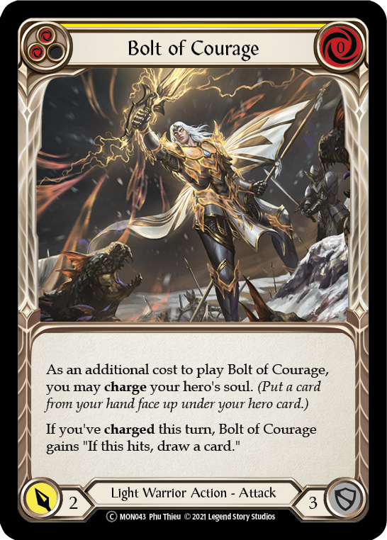 Bolt of Courage (Yellow) (Rainbow Foil) [U-MON043-RF] Unlimited Rainbow Foil - Duel Kingdom